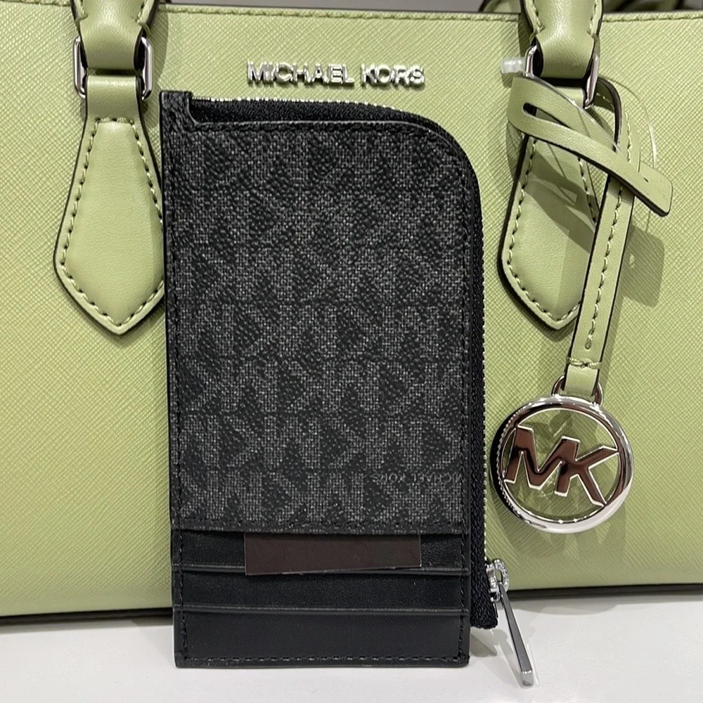 Michael Kors L Zip Mini Wallet Black NWT